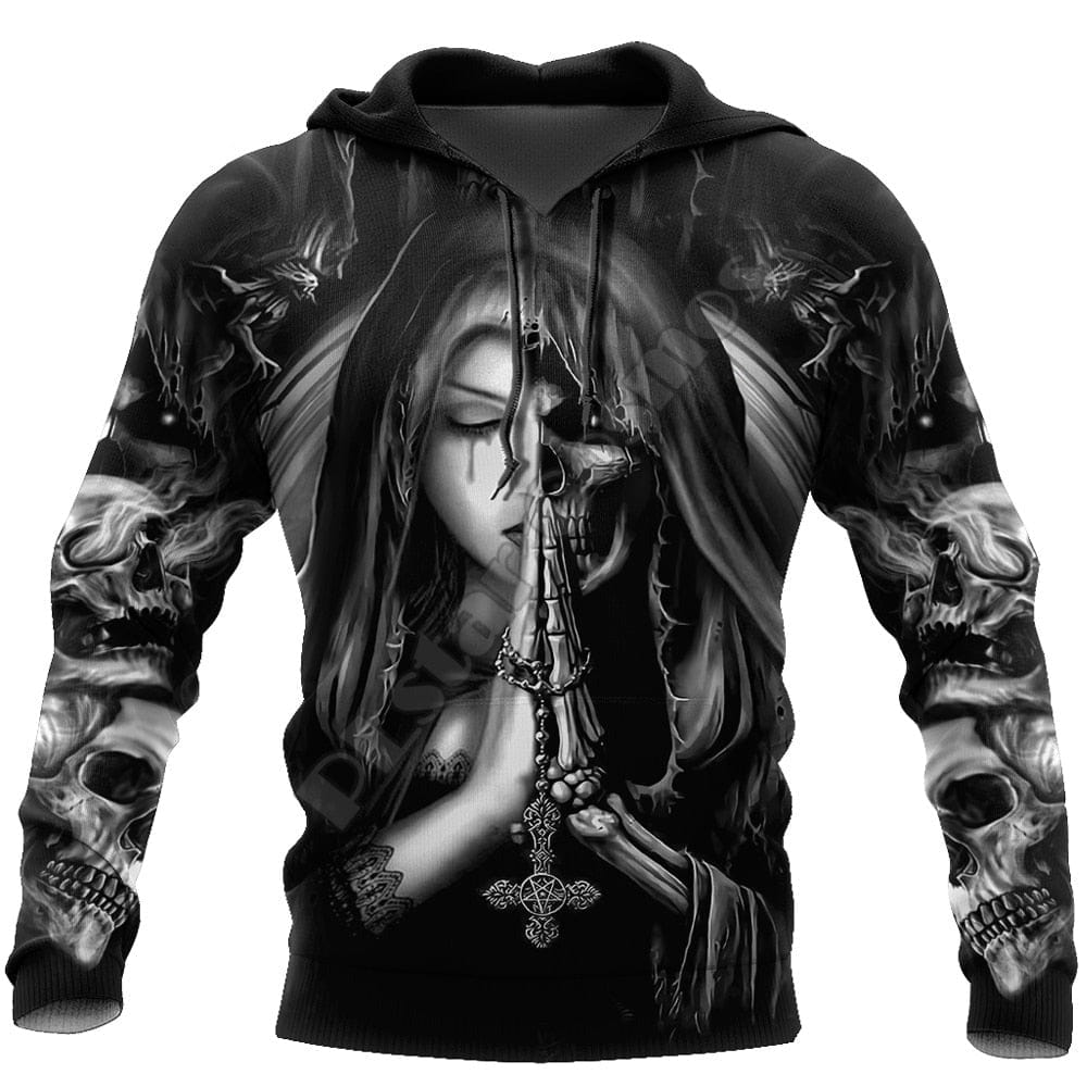 Skull All Over Print Fashion Zipper or Pullover Hoodie or Sweatshirt