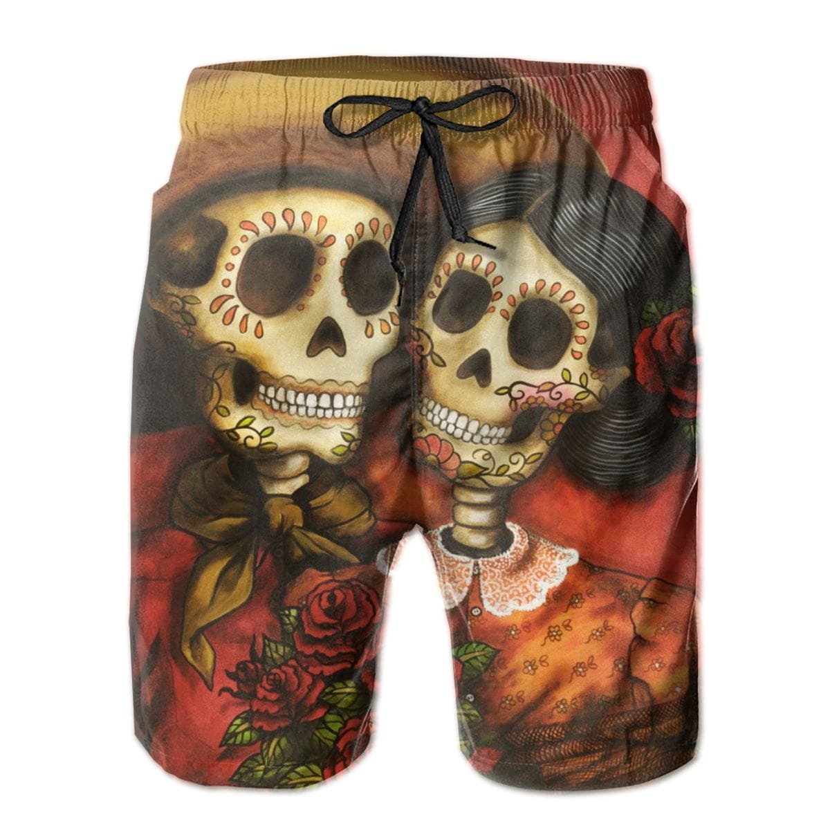 Men’s Mexican Sugar Skull Couple Swimming Shorts