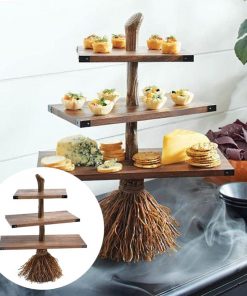 Halloween Witch Broom 3-Tiered Snack Tray