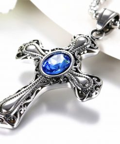 Gothic Vintage Cross Pendant Stainless Steel Necklace