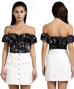 Off Shoulder Steampunk Shirt with Ruffles Sleeves Lace Up Corset