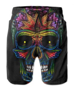 Men’s Colorful Skull Swim Beach Board Shorts