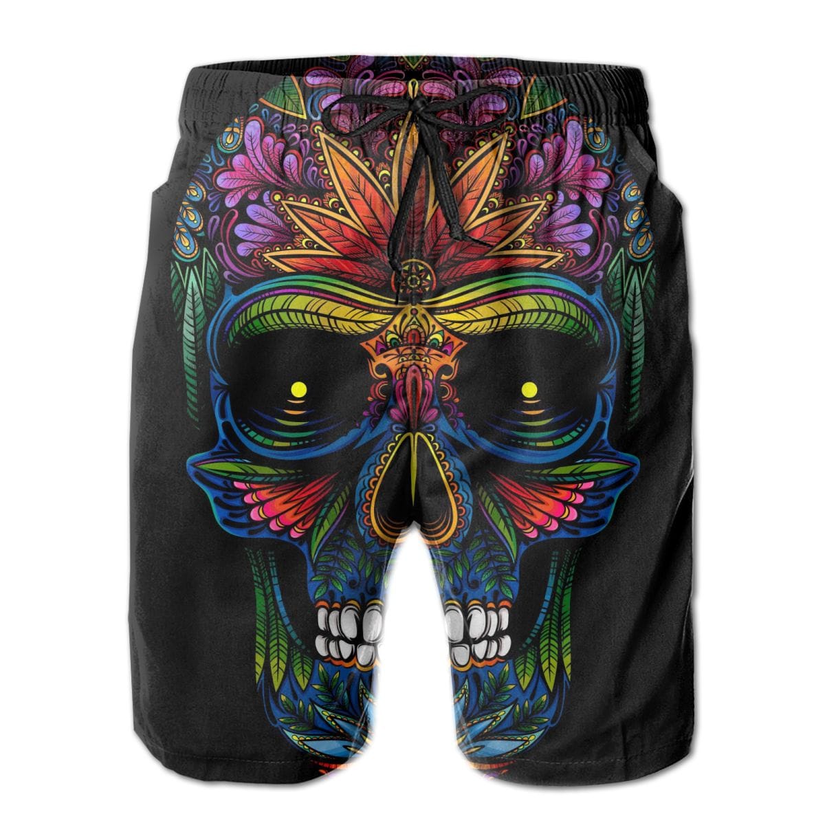 Men’s Colorful Skull Swim Beach Board Shorts