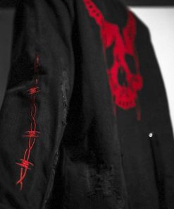 Gothic Skull ? Black Denim Suspenders & Holes Jacket ?