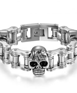 Skull Stainless Steel Biker Motorcycle Chain Bracelet