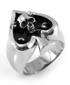 Skull Poker Spade Stainless Steel Ring