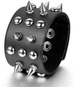 Punk Leather Point Rivets Gothic Wristband Bracelet