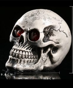 LED Eyes Resin Skull Head Statue Sculpture Home Decor