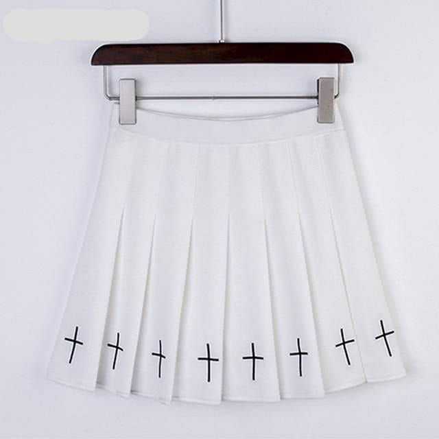 Vintage Gothic Punk Pleated High Waist Black or White Skirt