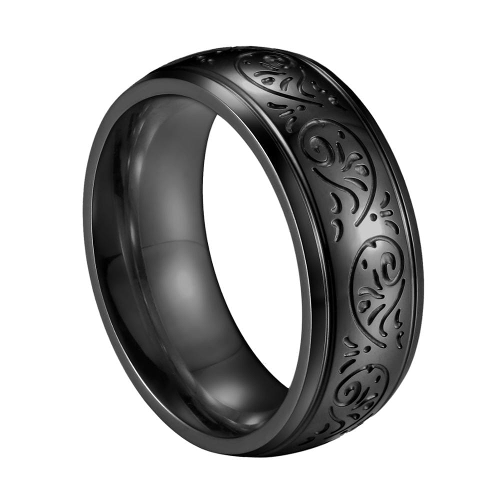Black, Gold or Silver Vintage Classic Stainless Steel Ring
