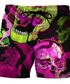 Men’s Green Pink Devil Skull Boardshorts