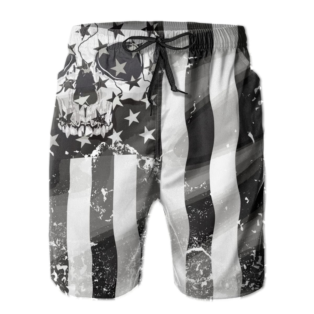 Men’s Skull USA Flag Swim Beach Board Shorts