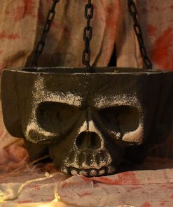 Skull Face Hanging Bowl Candy Holder Halloween Decoration