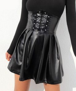 Gothic Black Vintage High Waist Zipper Bandage Punk Skirt
