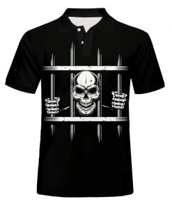 Men’s Prison Skull 3D Printed Short Sleeve Polo Shirt