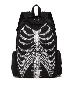 Canvas Skull Skeleton Printed Gothic Backpack