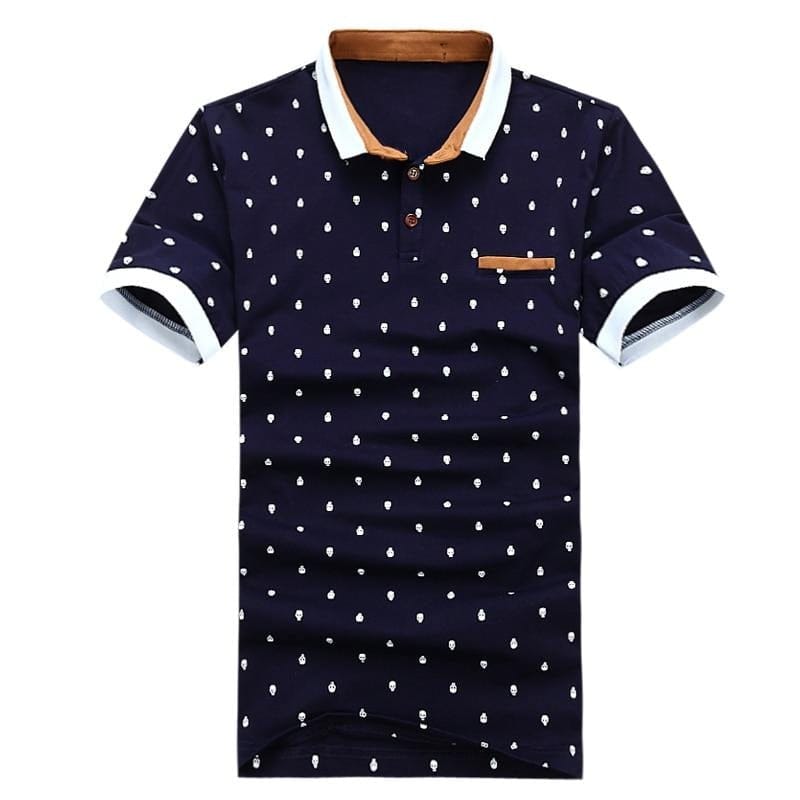 Men’s Cotton Skull Dots Print Polo Short-sleeve Shirt