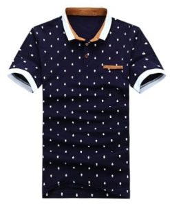 Men’s Cotton Skull Dots Print Polo Short-sleeve Shirt
