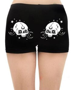 Midi Waist Skull Printed Women’s Casual Shorts