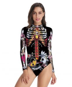 Steampunk One Piece Women’s Printed Skull Swimming Bathing Suit
