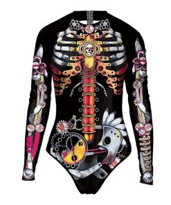 Steampunk One Piece Women’s Printed Skull Swimming Bathing Suit