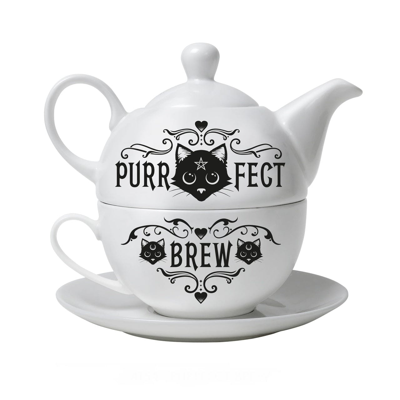 Purrfect Brew Tea For One Bone China Set