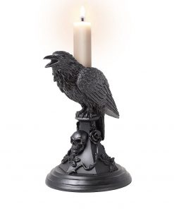 Raven Rose and Skull Candle Stick
