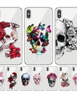 Skulls With Roses Pattern Phone Case For iPhone Soft TPU Silicone Cover