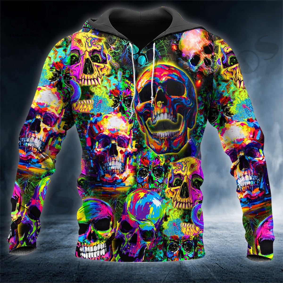 Skull Colorful Abstract Casual Pullover, Zipper Hoodie or Sweatshirt