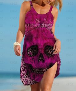 Skull Flower Print Women’s Swimsuit Cover-up