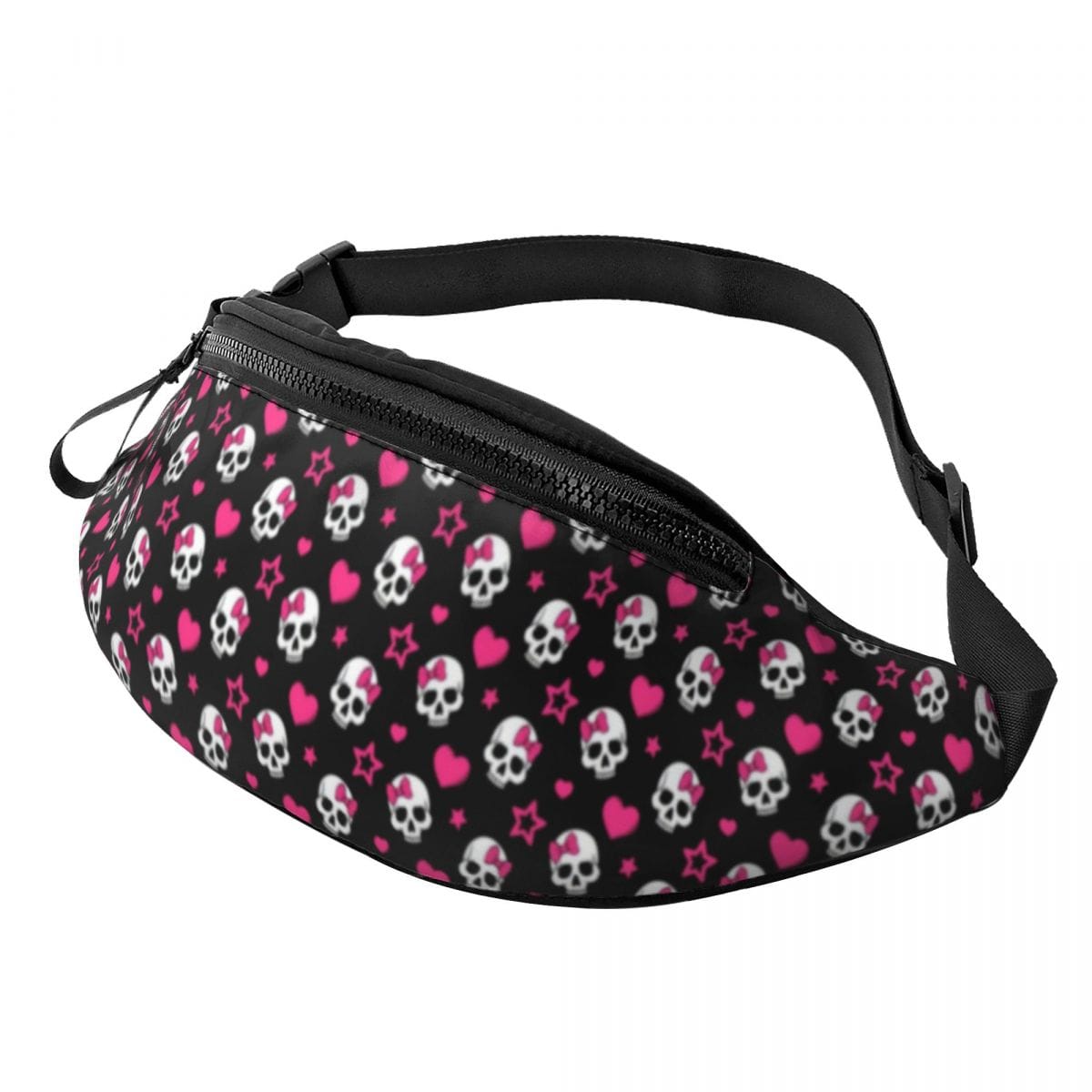 Pink Skull Print Waist Bag Polyester Bag