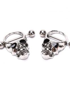 1pc Skull Bars Stainless Steel Nipple Rings