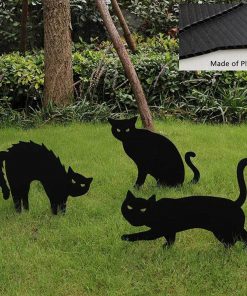 Halloween Black Cat Garden Silhouette Stakes Yard Decor