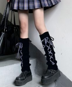 Sweet Ribbon Bow Knit Long Socks ? Gothic Lolita Knee High Leg Warmers