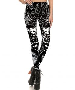 Steampunk Goth Cats Printed Ankle Leggings
