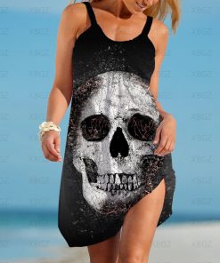 Women’s Gothic Boho Skull Head Beach Cover Up