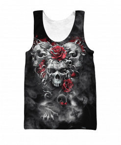 3 Skull Heads Printed Men’s Casual Polyester Tank Top