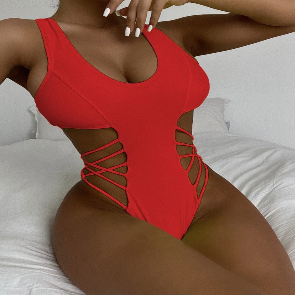 Hollow Out Women’s One Piece String Swimsuit