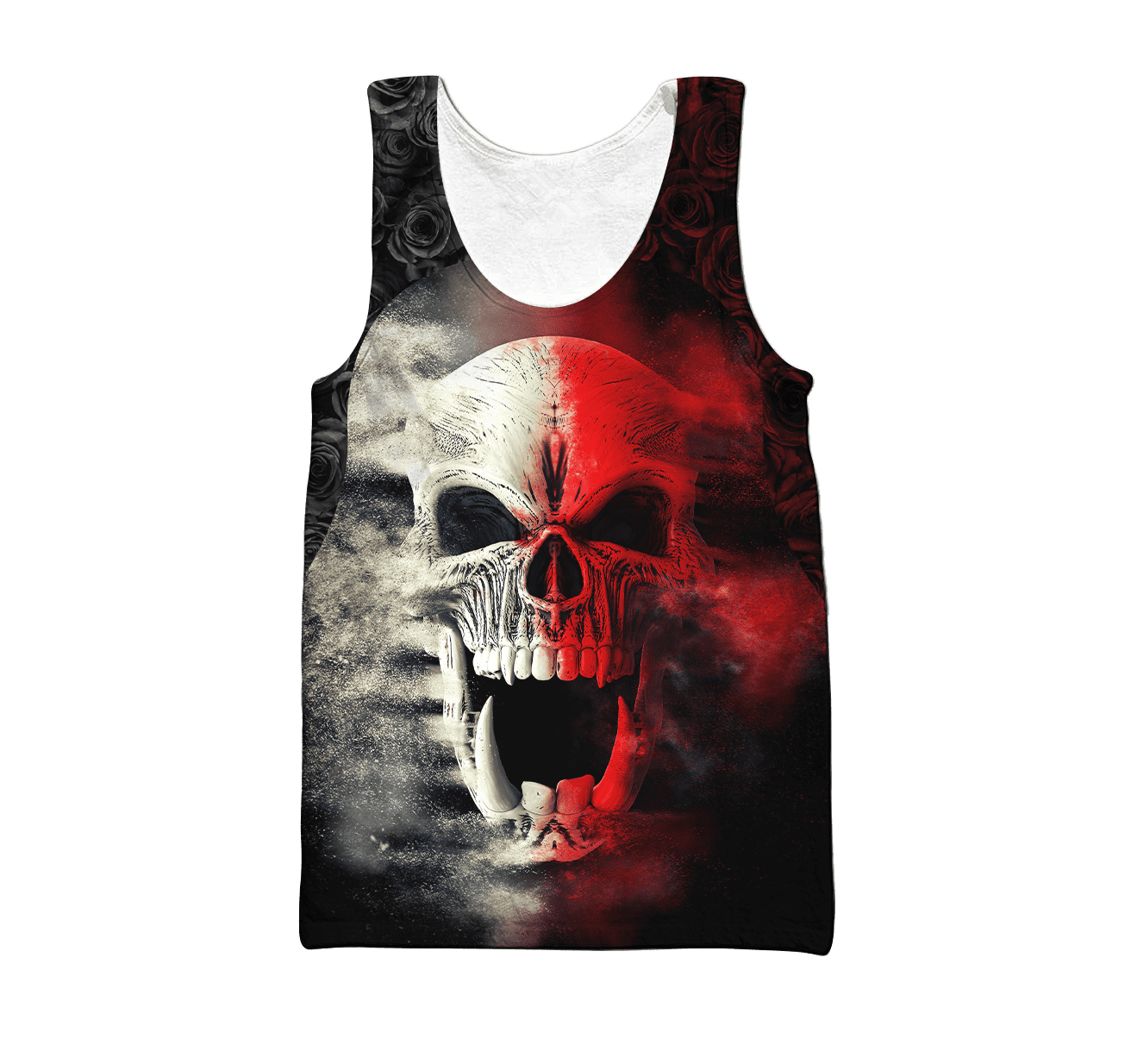 Skull Red Gray 3D Printed Men’s Casual Polyester Tank Top
