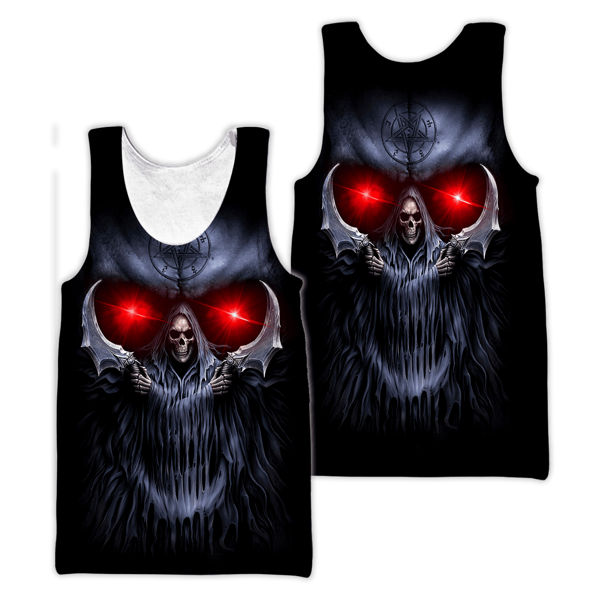 Skull Red Eyes Printed Men’s Casual Polyester Tank Top