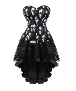 Gothic Vintage Skull Pattern Corset Dress