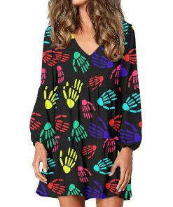 Women’s Skull Pattern V-Neck Loose Beach Dress 14 Patterns to Choose From