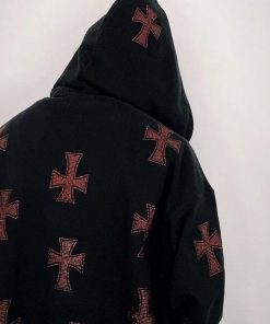 Vintage Cross Gothic Streetwear Zipup Hoodie
