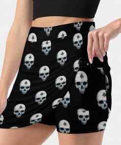 Skull Print Short and Skirt With Side Pocket