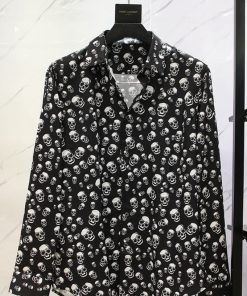 Men’s Skull Printed Long Sleeve Fashion Dress Shirts