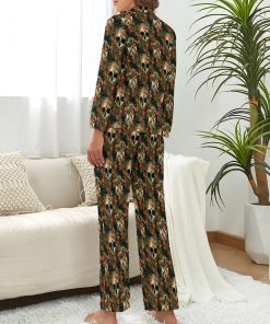 Women’s Brown Skull Long-Sleeve 2 Piece Sleepwear Pajama Set