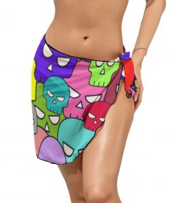 Colorful Skulls Chiffon Beach Bikini Cover Up