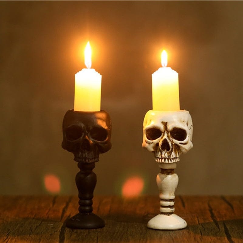 Skull Head Resin Pillar Shaped Candle Holder