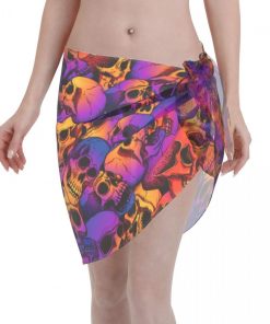 Colorful Skull Women’s Chiffon Cover Up