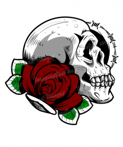 Skull with Rose and Barbed Wire Image | Instant Download | Digital File | SVG | JPG | PNG | EPS